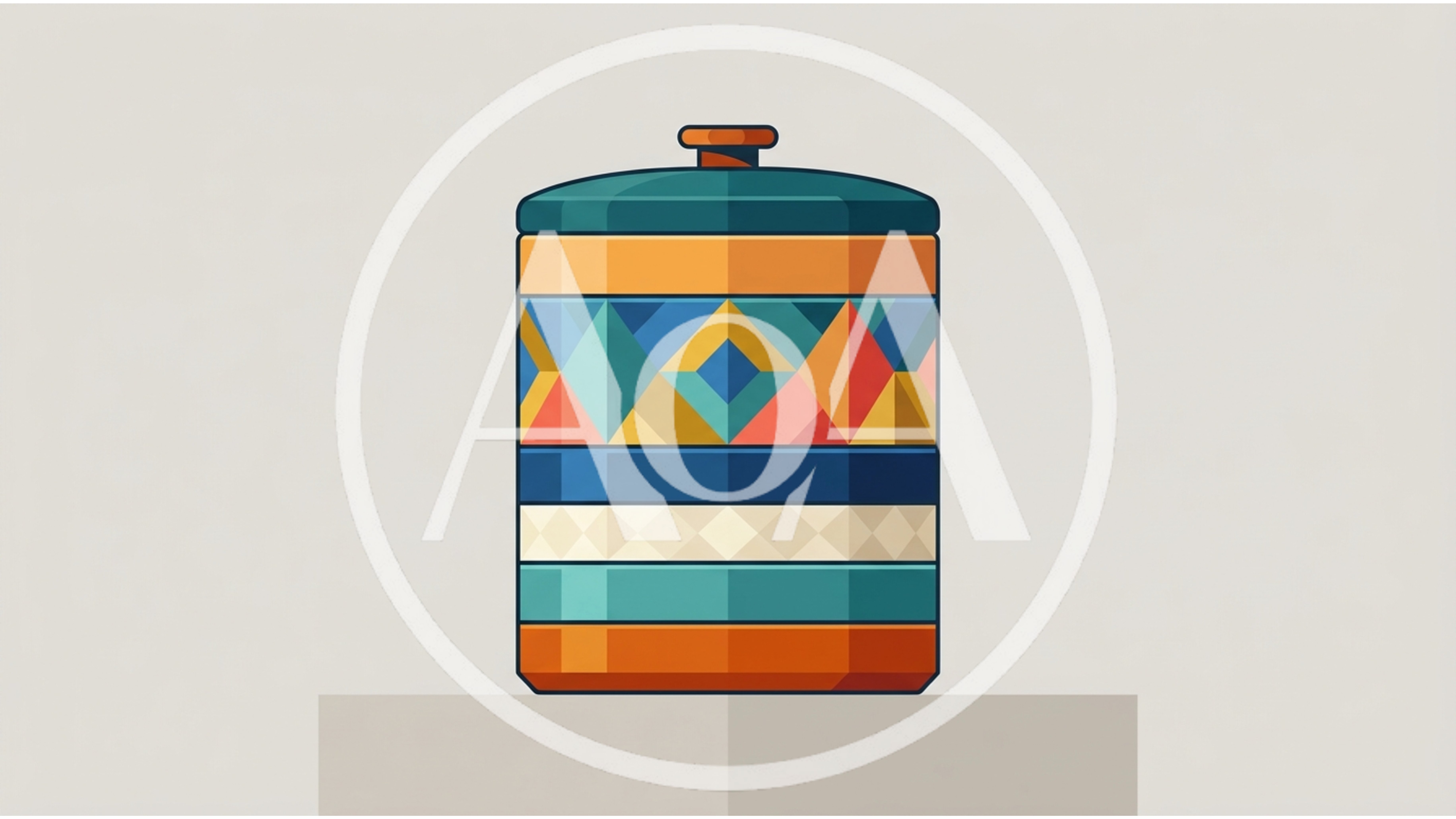 Decorative Cylindrical Container With Geometric Pattern