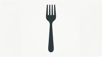 Minimalist Black Fork Icon On White Background