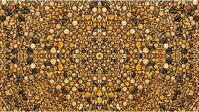 Symmetrical Kaleidoscope Pattern Of Mixed Grains And Seeds