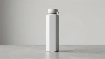 Minimalist White Hexagonal Water Bottle Mockup