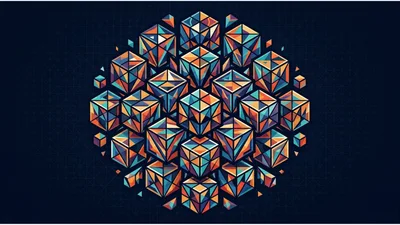 Abstract Geometric Pattern Of Colorful Isometric Cubes