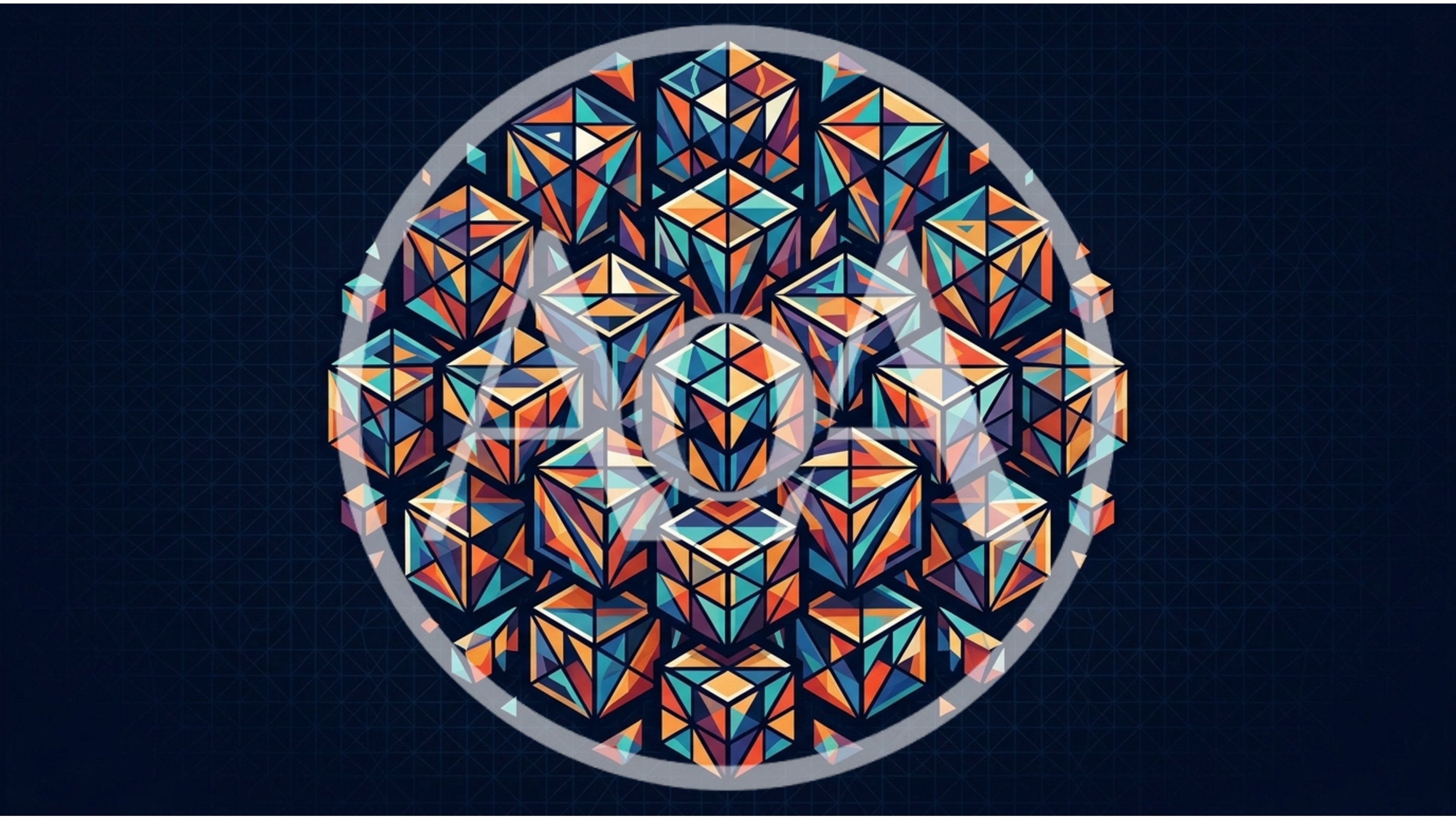 Abstract Geometric Pattern Of Colorful Isometric Cubes