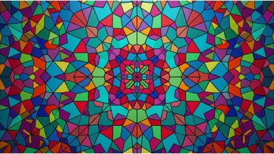 Abstract Stained Glass Kaleidoscope Pattern Background