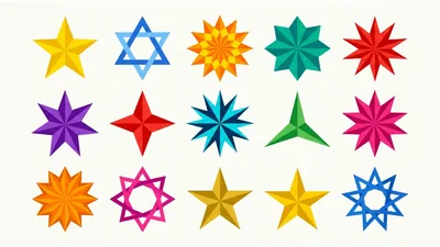 Collection of Colorful Geometric Star Shapes