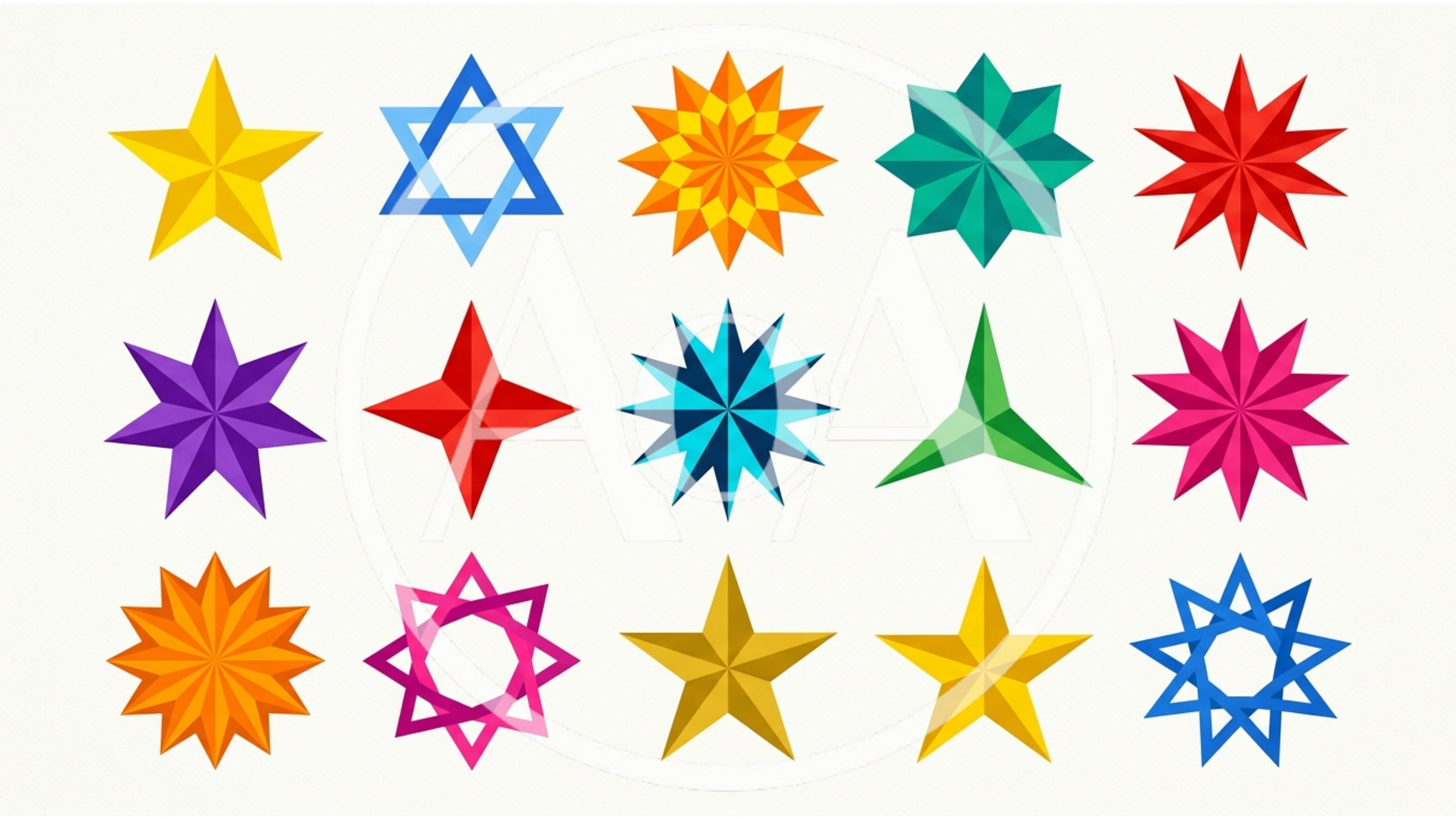 Collection of Colorful Geometric Star Shapes