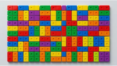 Colorful Domino Tiles Arranged in a Grid Pattern