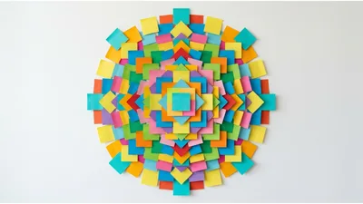 Colorful Mandala Art Made From Sticky Notes