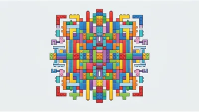 Symmetrical Mandala Pattern Made Of Colorful Plastic Building Blocks