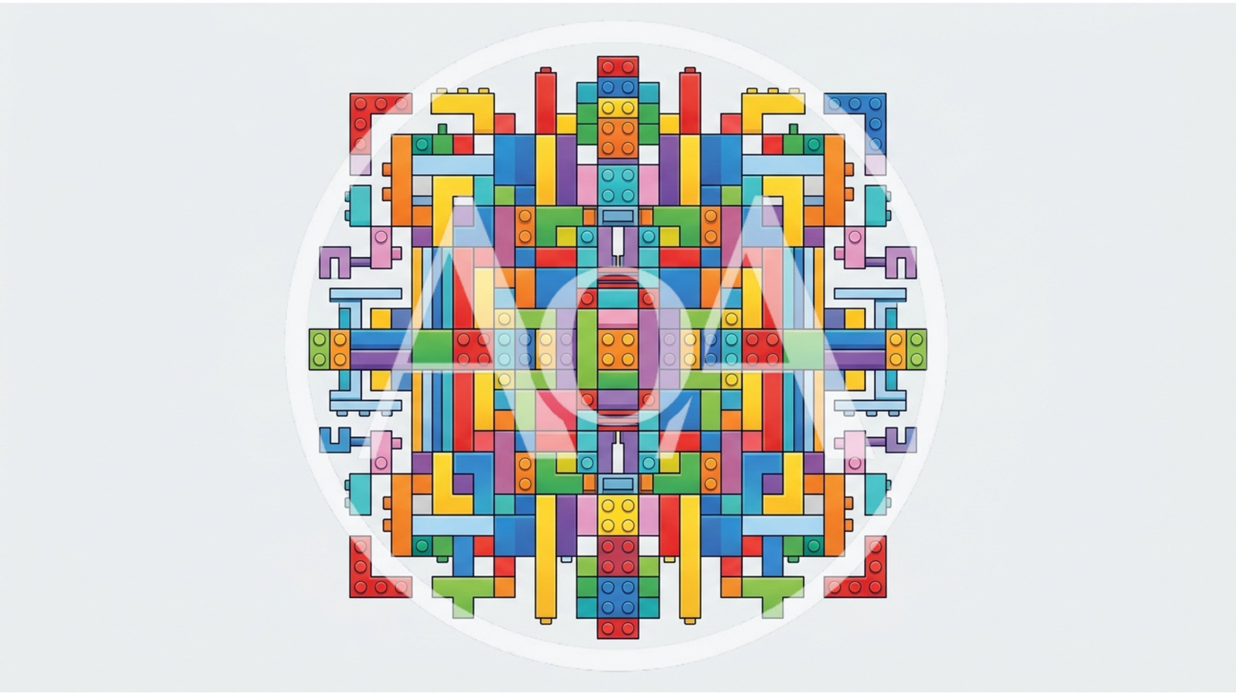 Symmetrical Mandala Pattern Made Of Colorful Plastic Building Blocks