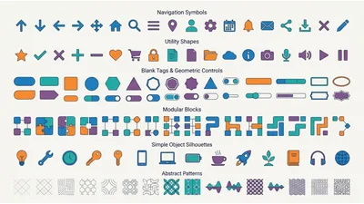 Collection of Flat Vector UI Icons and Graphic Elements
