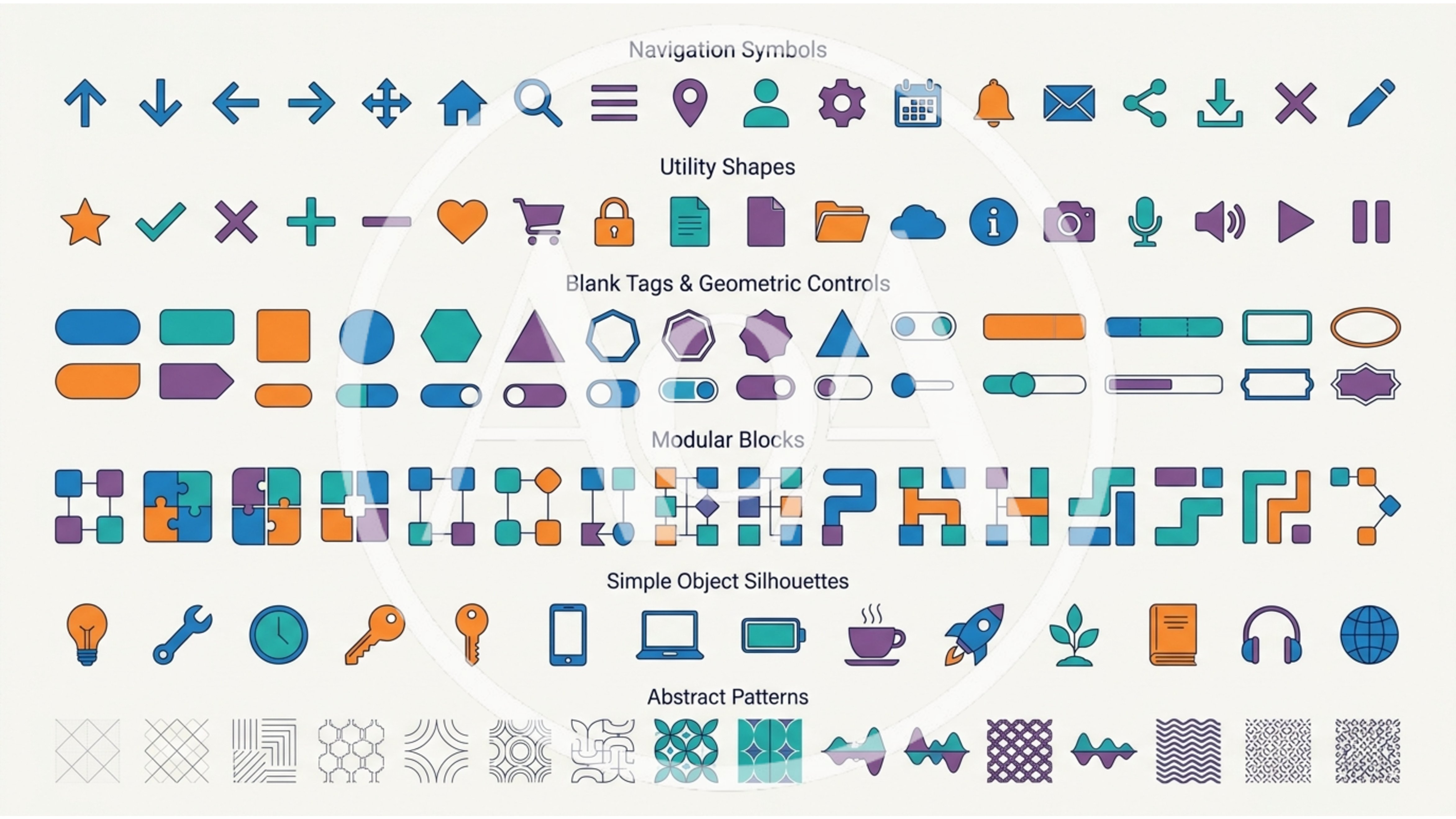 Collection of Flat Vector UI Icons and Graphic Elements
