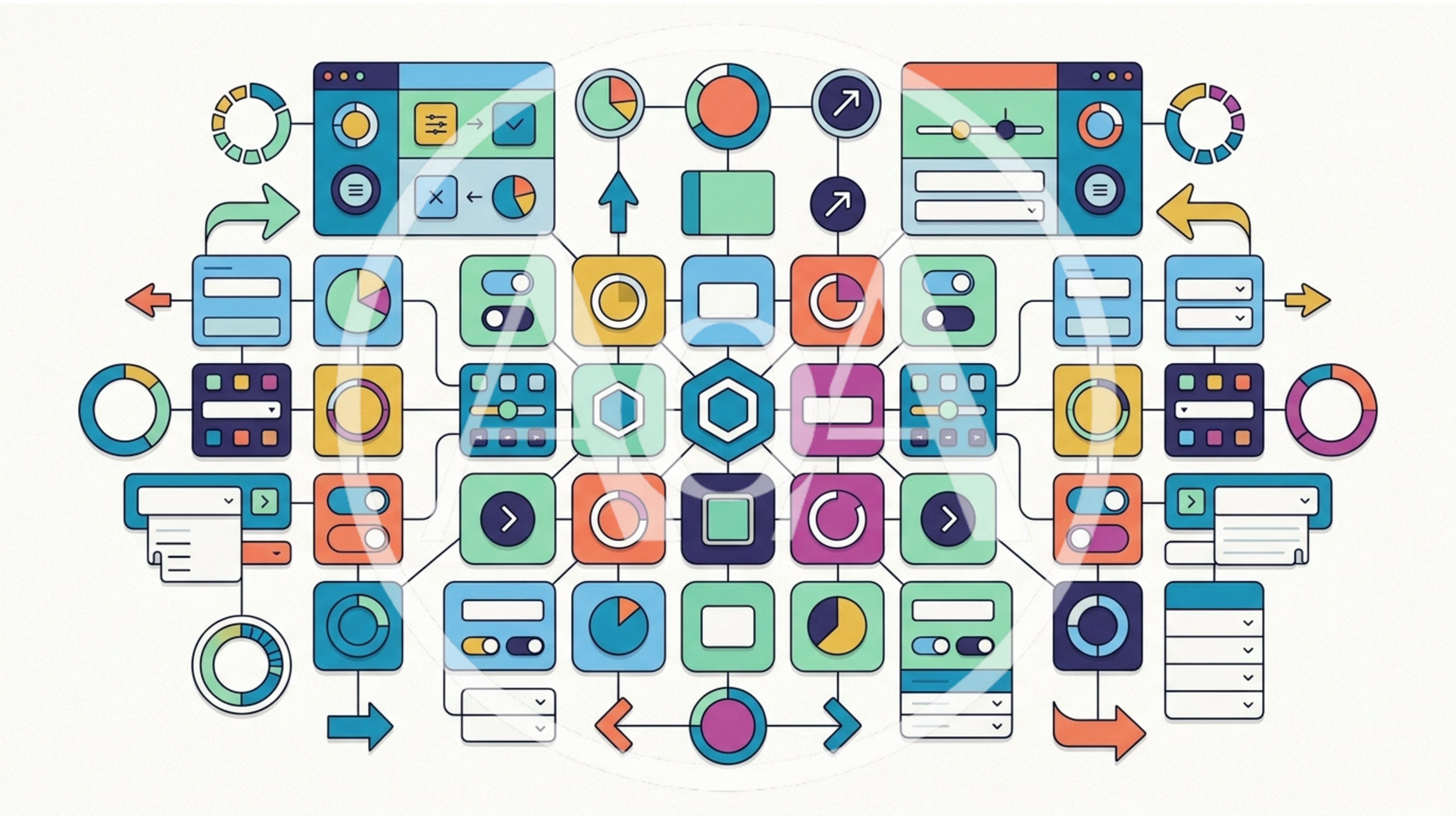 Abstract Infographic Flowchart With UI Elements