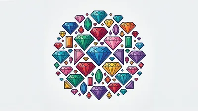Colorful Assorted Gemstones Arranged In A Circular Pattern