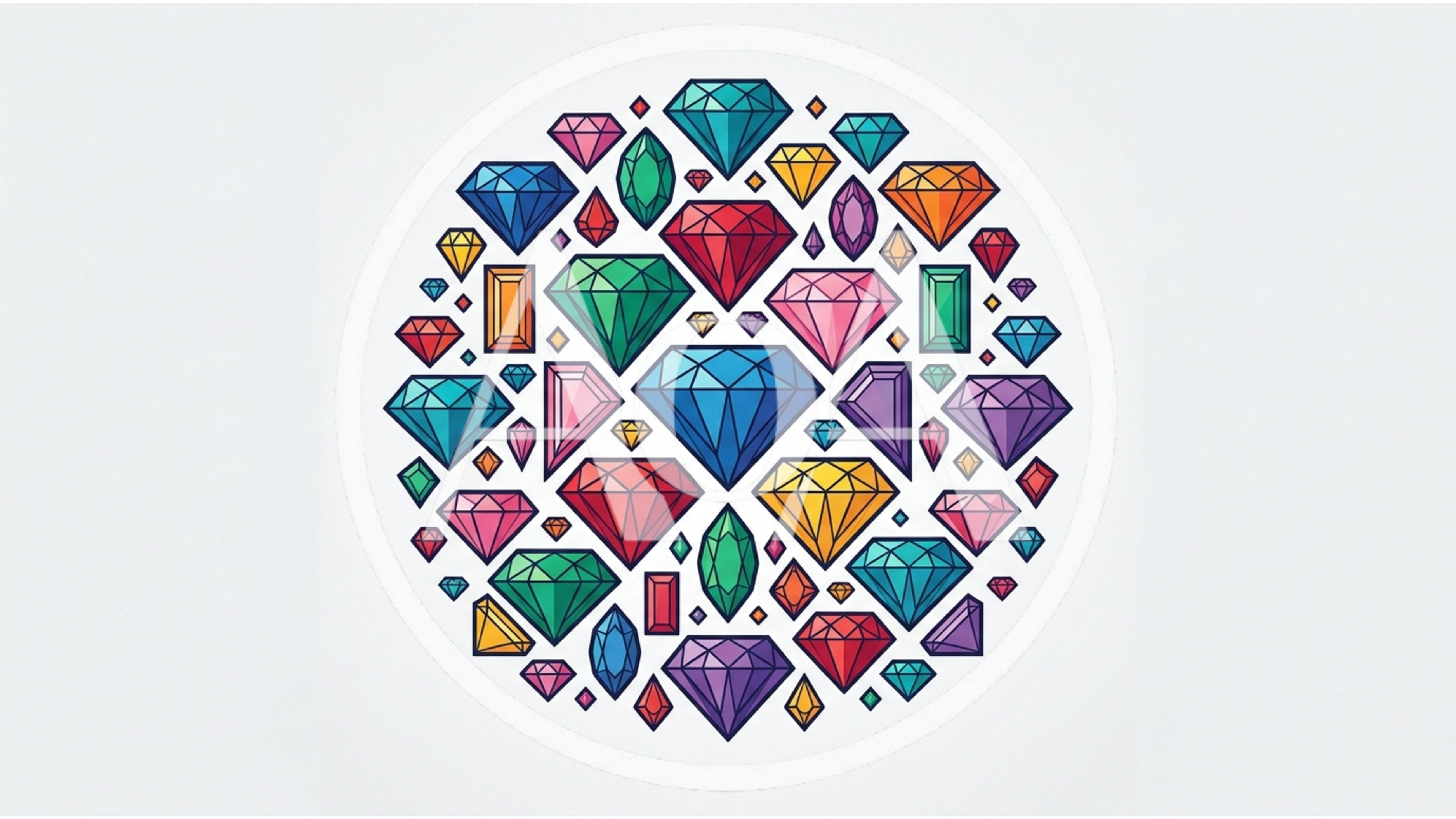 Colorful Assorted Gemstones Arranged In A Circular Pattern
