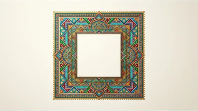 Ornate Square Decorative Frame With Intricate Geometric Patterns