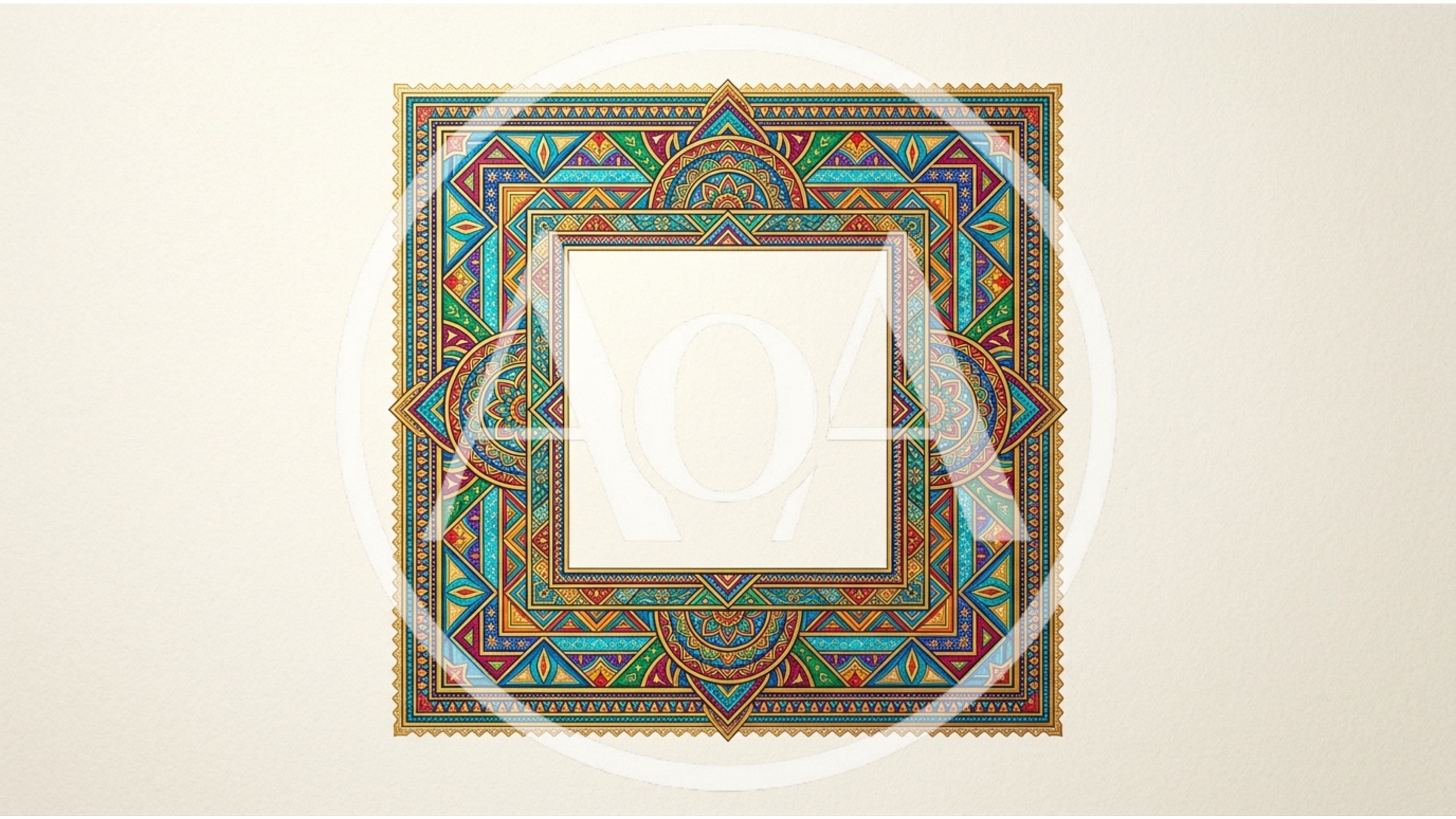 Ornate Square Decorative Frame With Intricate Geometric Patterns