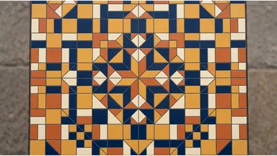 Geometric Patterned Ceramic Tile Surface