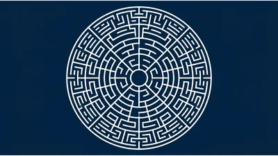 Circular Maze Pattern With Geometric White Lines