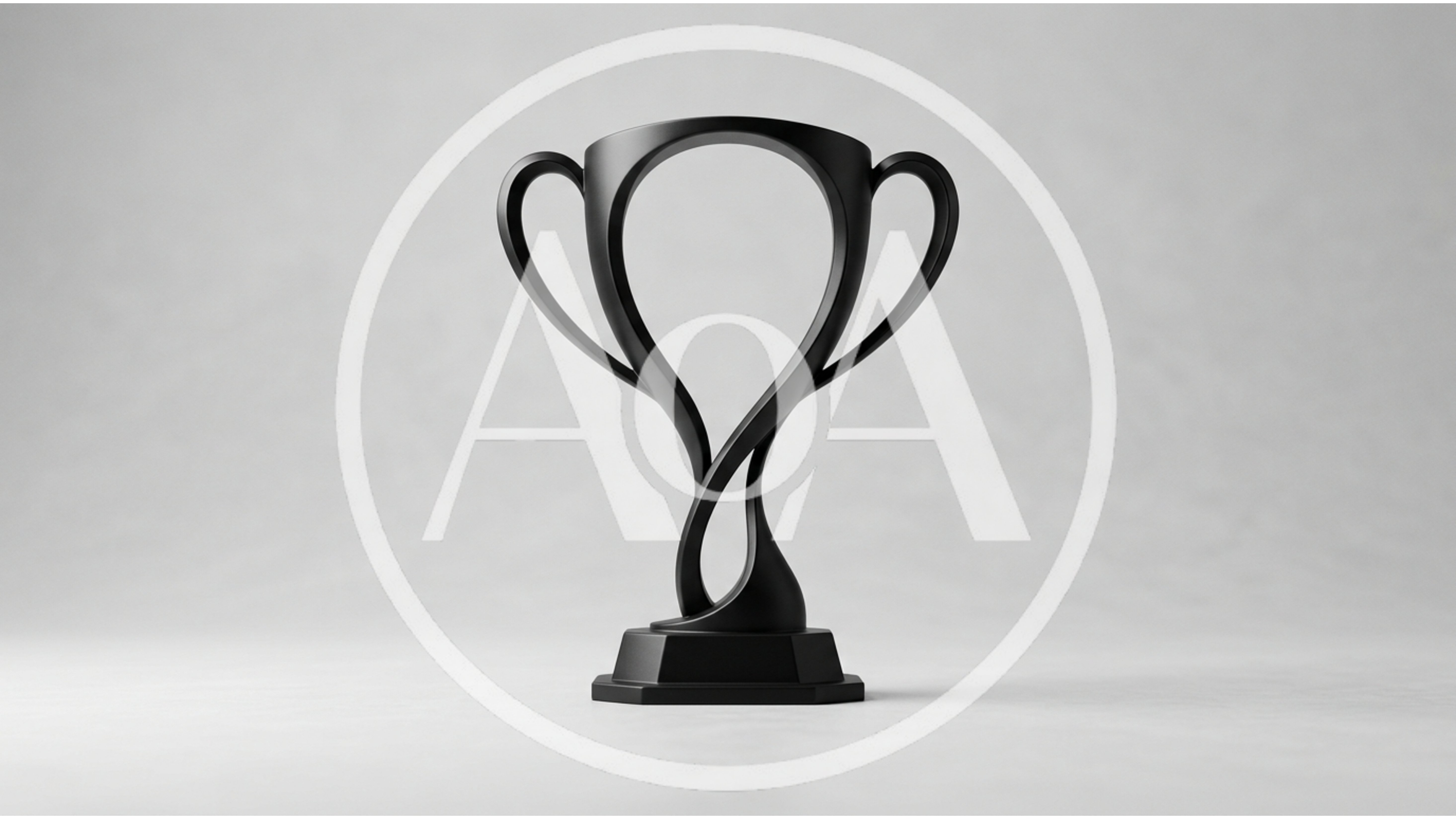 Minimalist Black Trophy Award On White Background