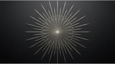 Abstract Metallic Starburst Design On Dark Background