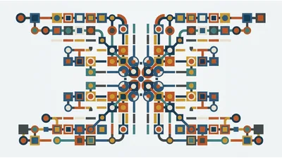 Abstract Geometric Network Pattern With Interconnected Shapes