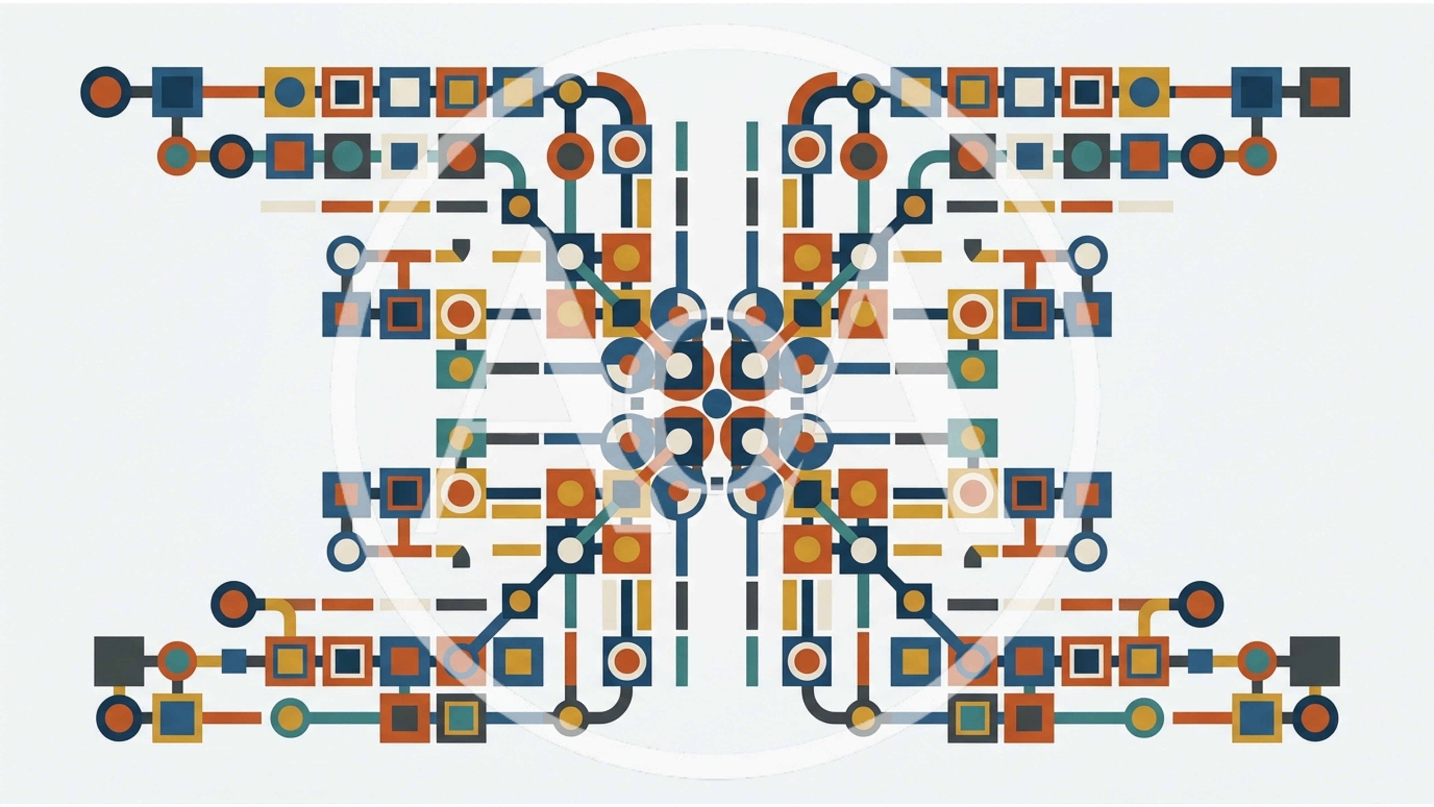 Abstract Geometric Network Pattern With Interconnected Shapes