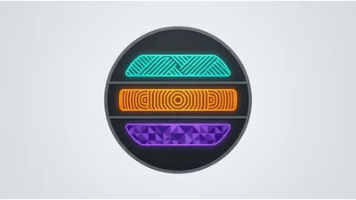 Abstract Neon Geometric Icon With Three Layered Shapes
