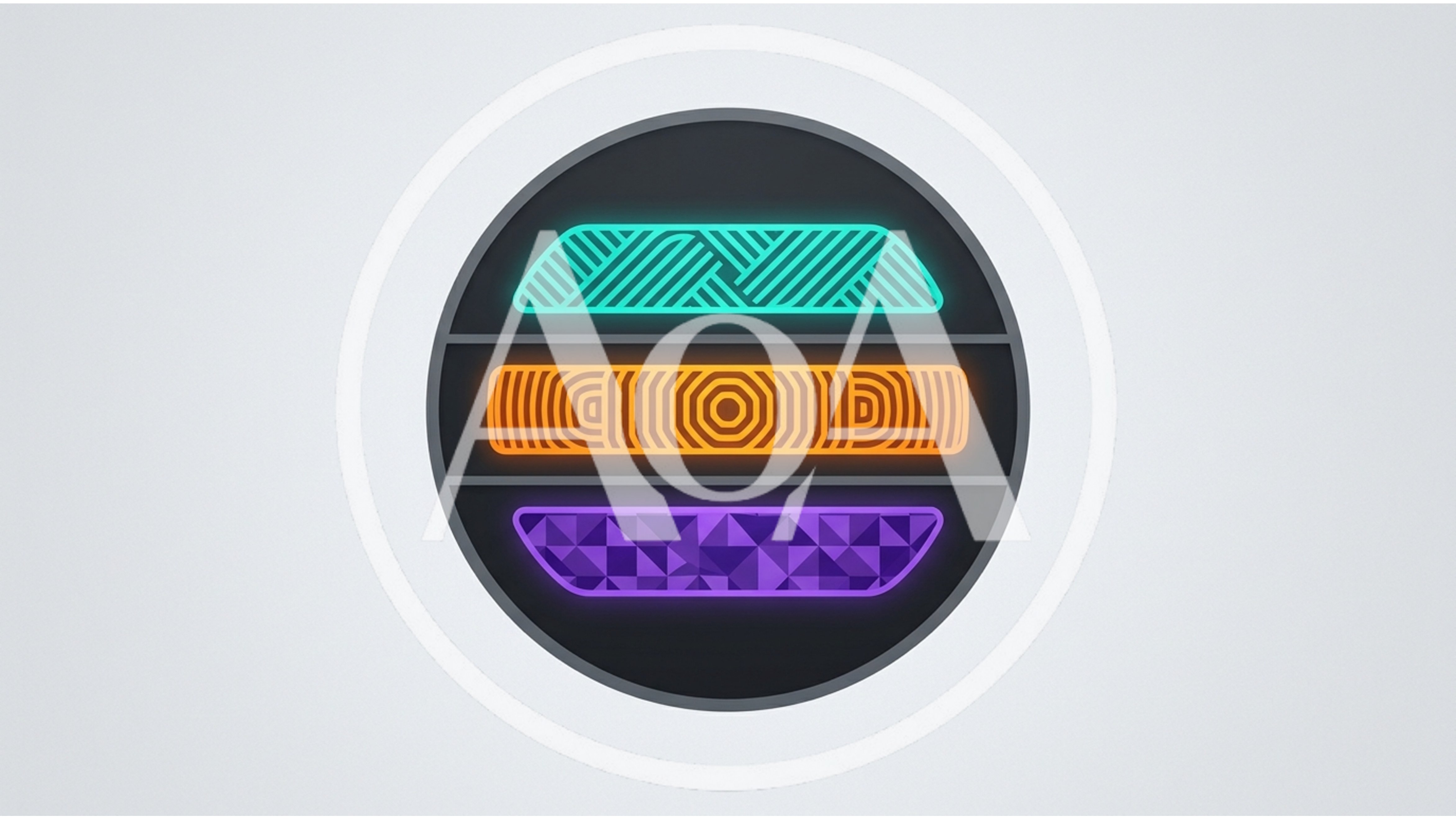 Abstract Neon Geometric Icon With Three Layered Shapes