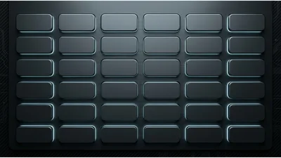 Abstract Dark Metallic Grid With Glowing Rectangular Buttons
