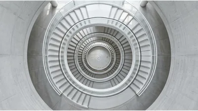 Top Down View Of Modern Spiral Staircase