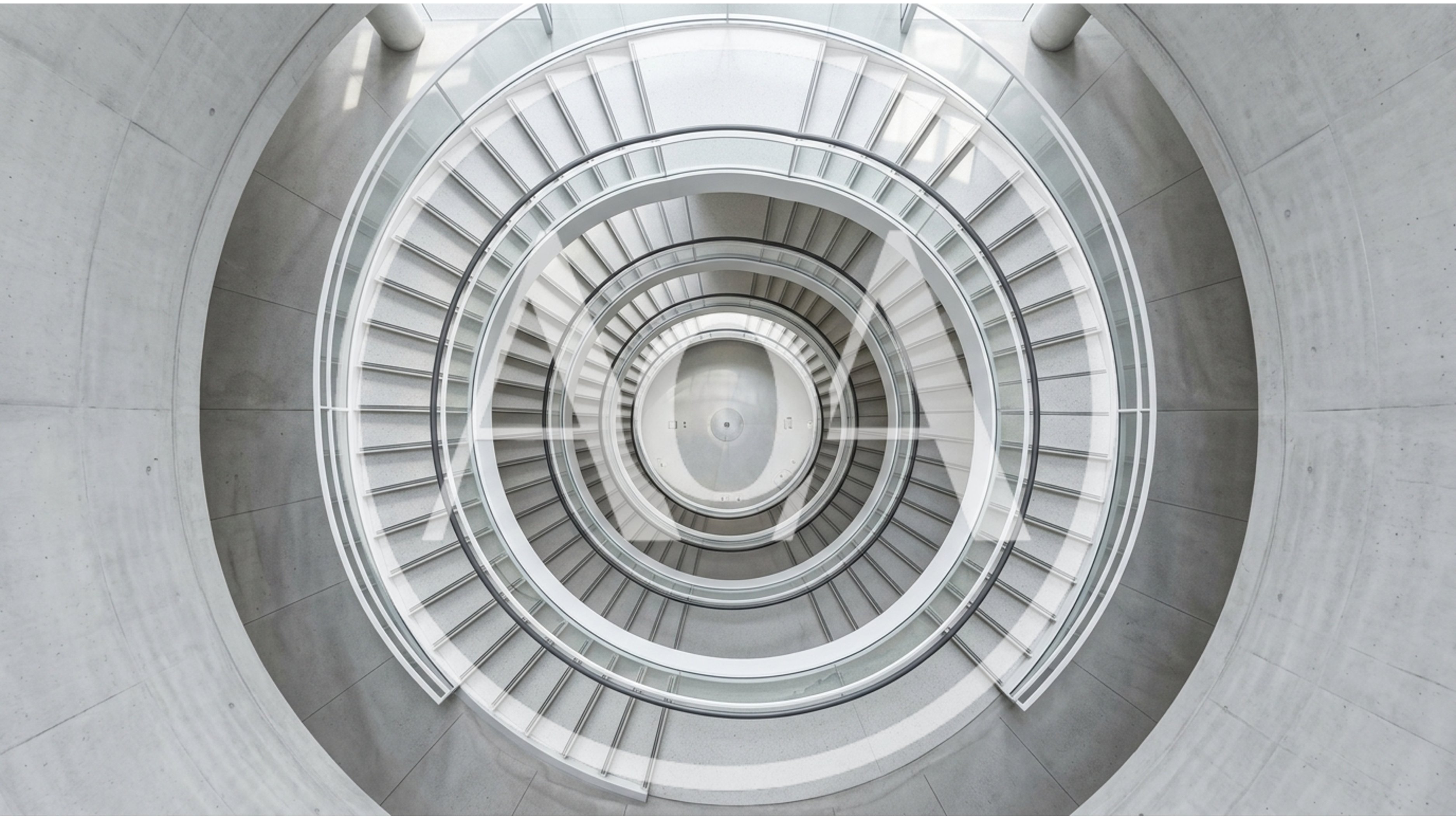 Top Down View Of Modern Spiral Staircase