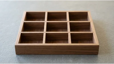 Empty Wooden Nine Compartment Organizer Tray