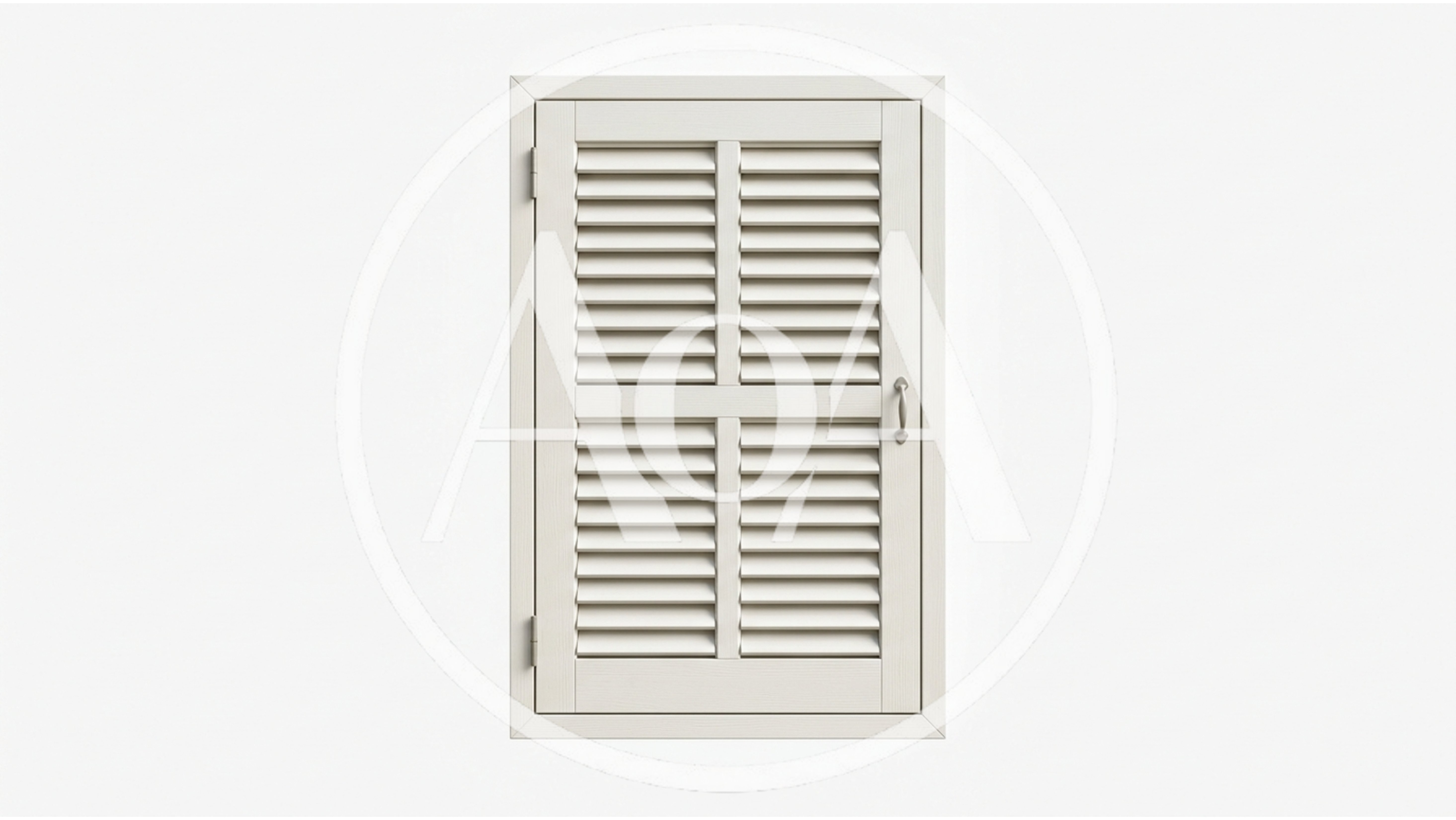 White Plantation Shutter Window With Louvered Slats