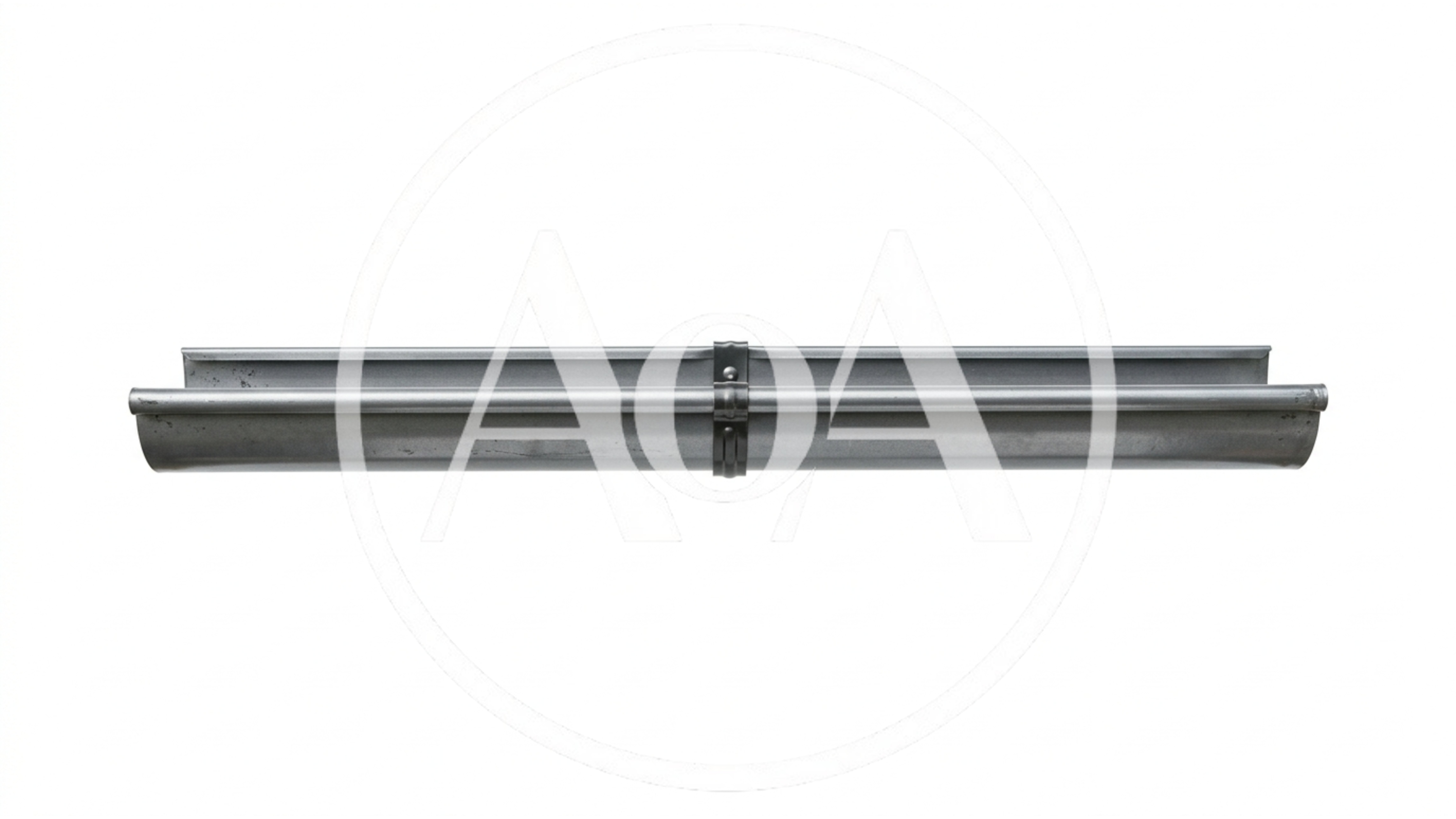 Galvanized Metal Rain Gutter Section Isolated