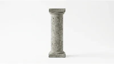 Single Concrete Architectural Column on White Background