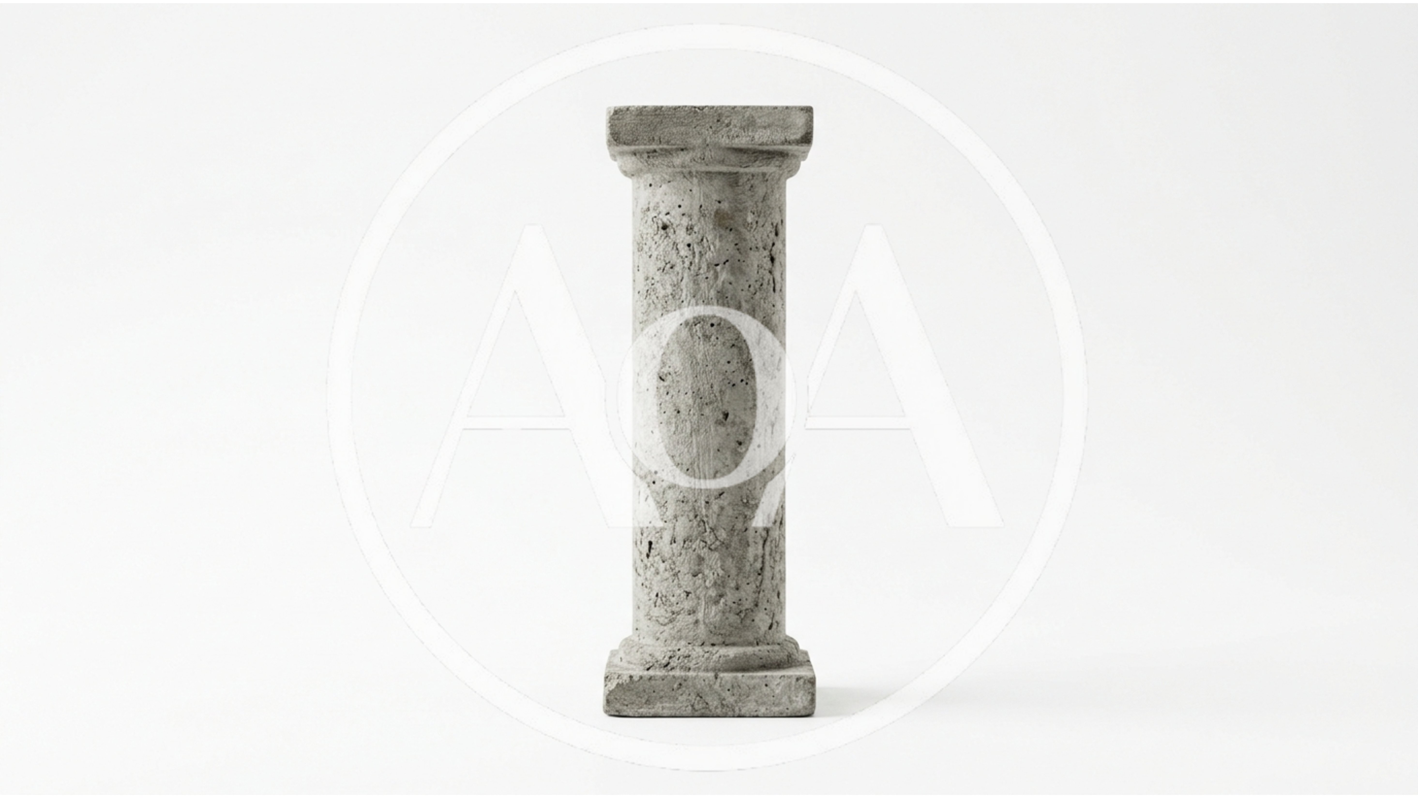 Single Concrete Architectural Column on White Background