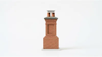 Miniature Brick Chimney Model On White Background