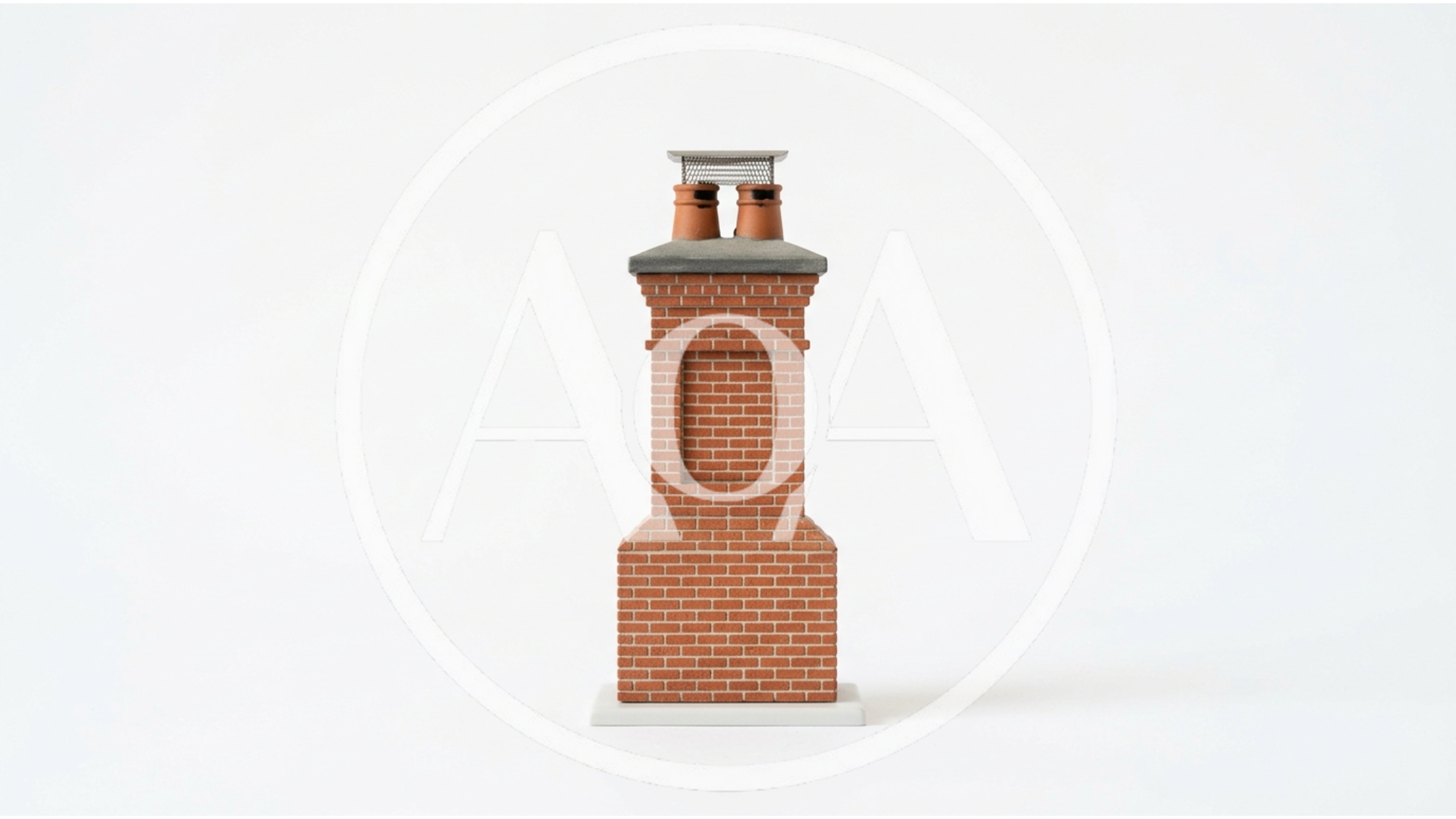 Miniature Brick Chimney Model On White Background