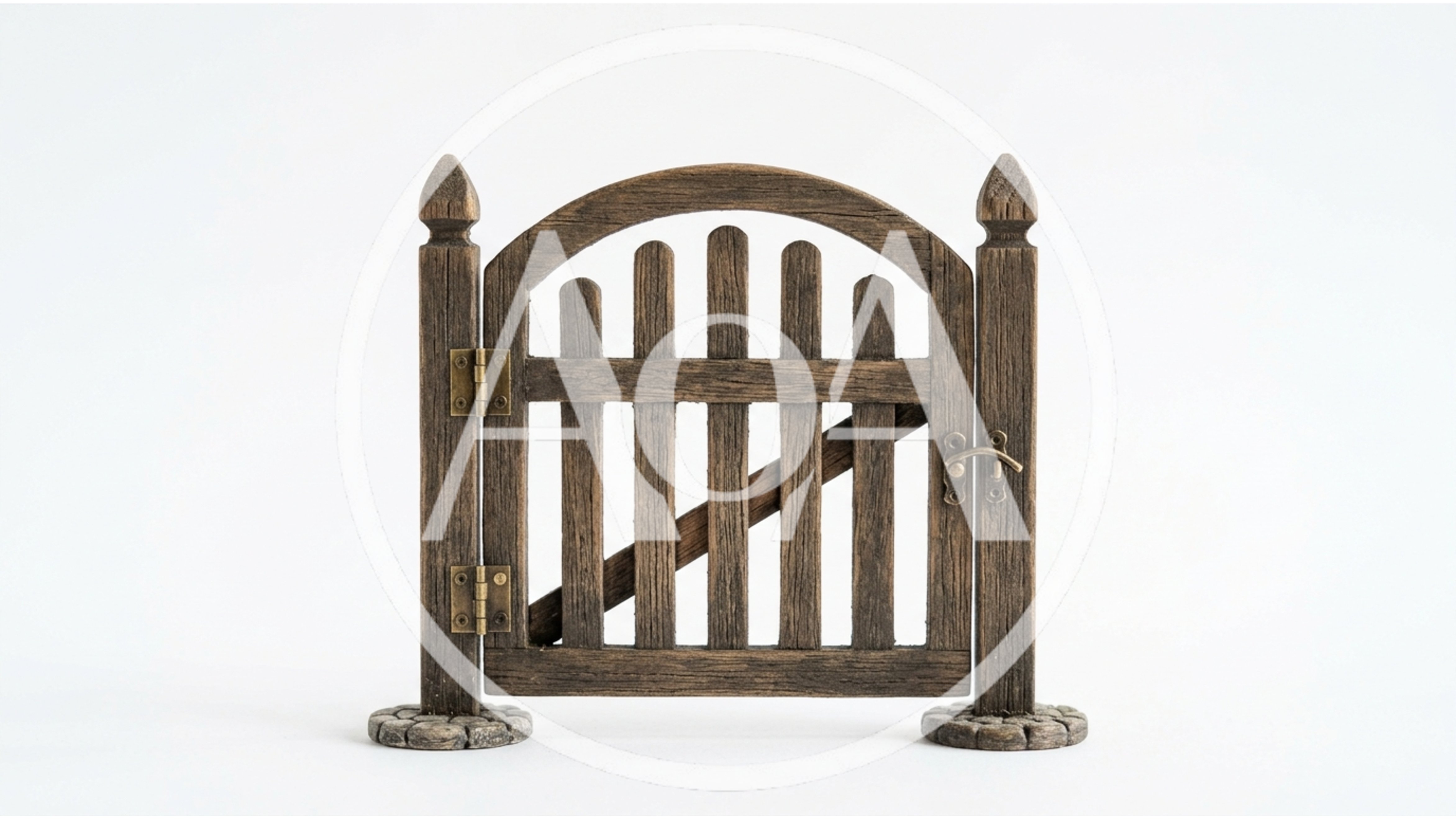 Miniature Wooden Garden Gate On White Background