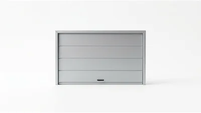 Modern Silver Metal Garage Door Isolated On White