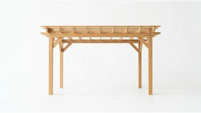 Wooden Pergola Structure Isolated On White Background