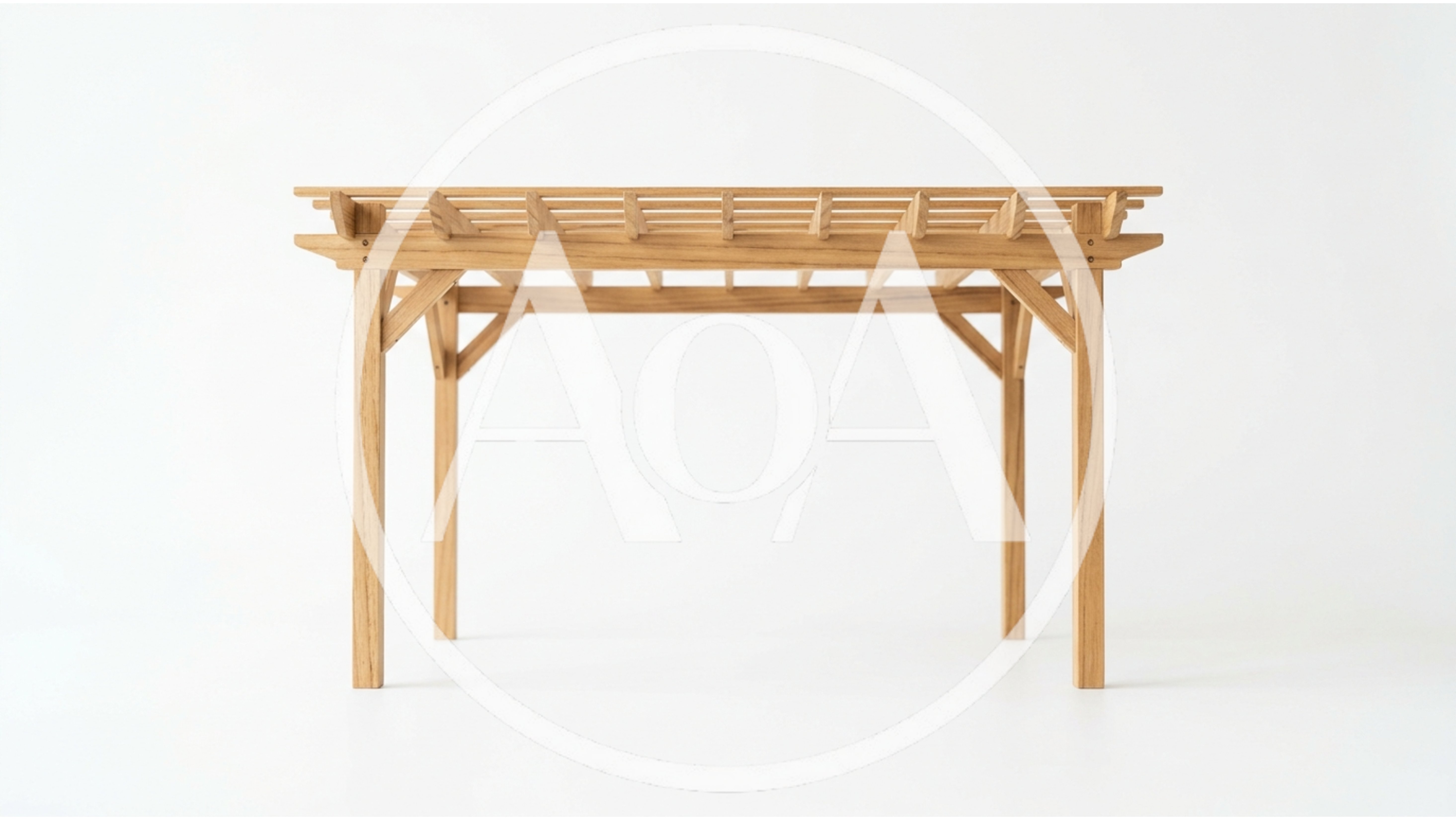 Wooden Pergola Structure Isolated On White Background