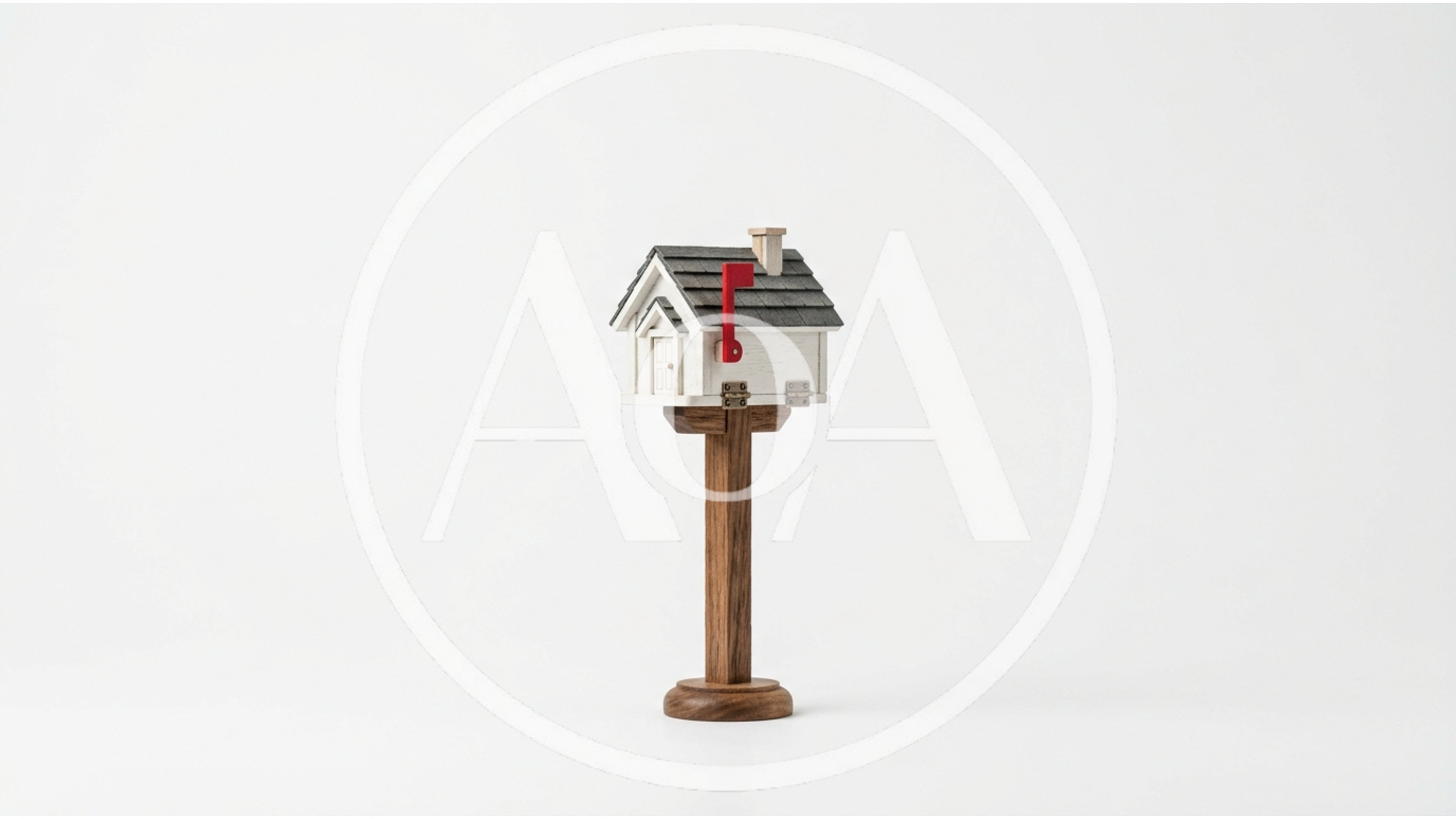 Miniature House Shaped Mailbox On Wooden Stand