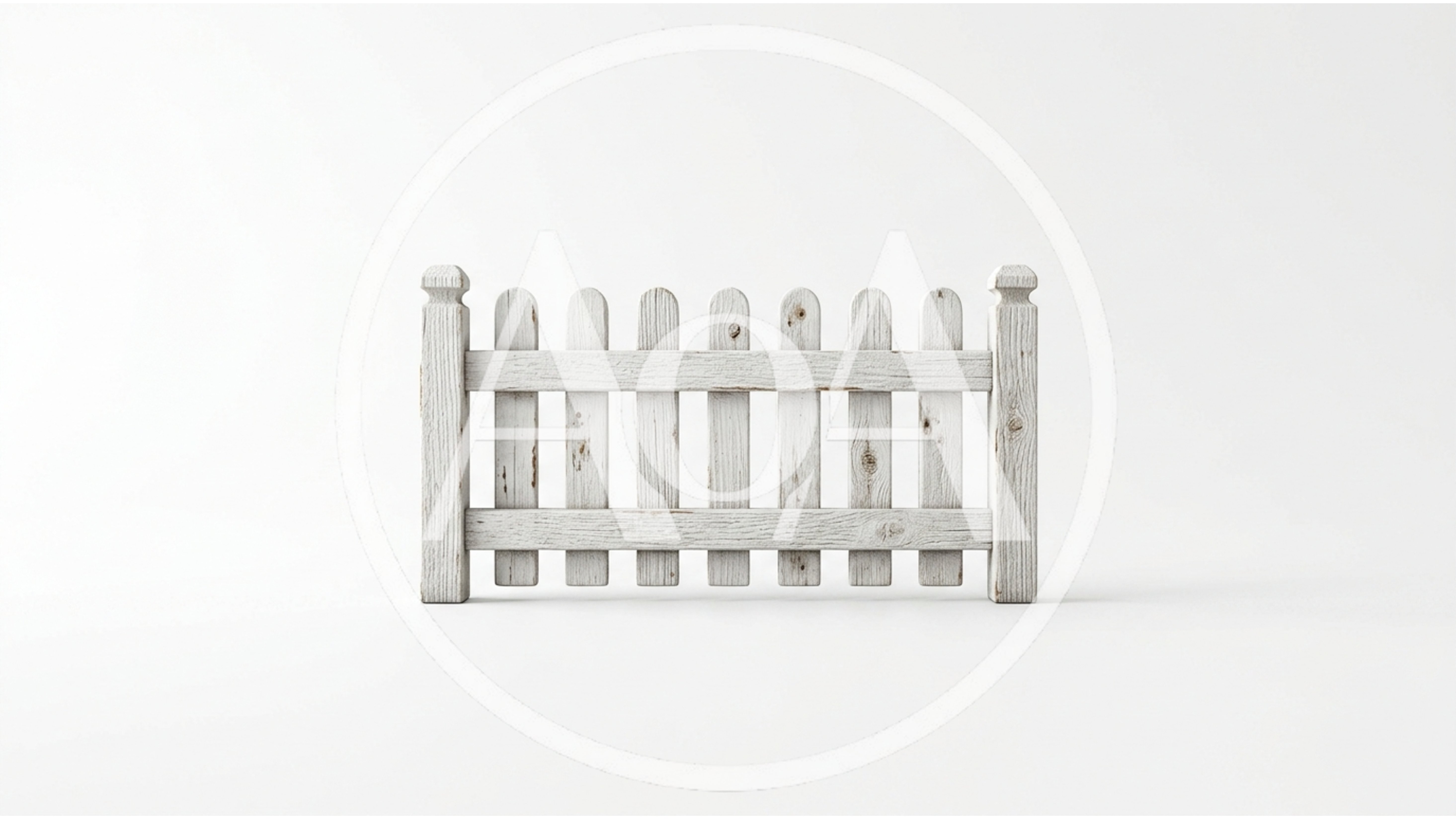 White Wooden Picket Fence Section Isolated