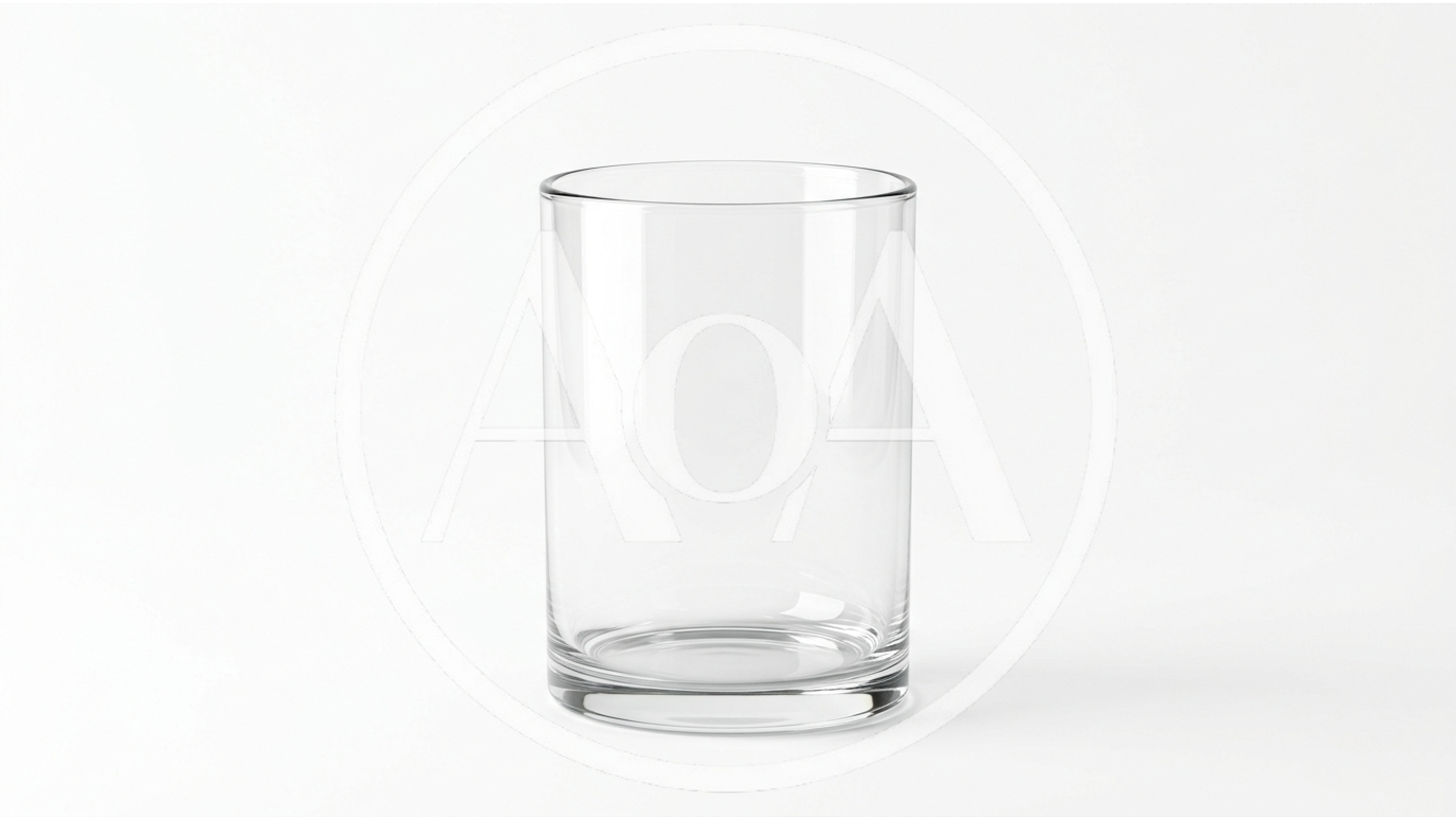 Empty Clear Glass Tumbler On White Background