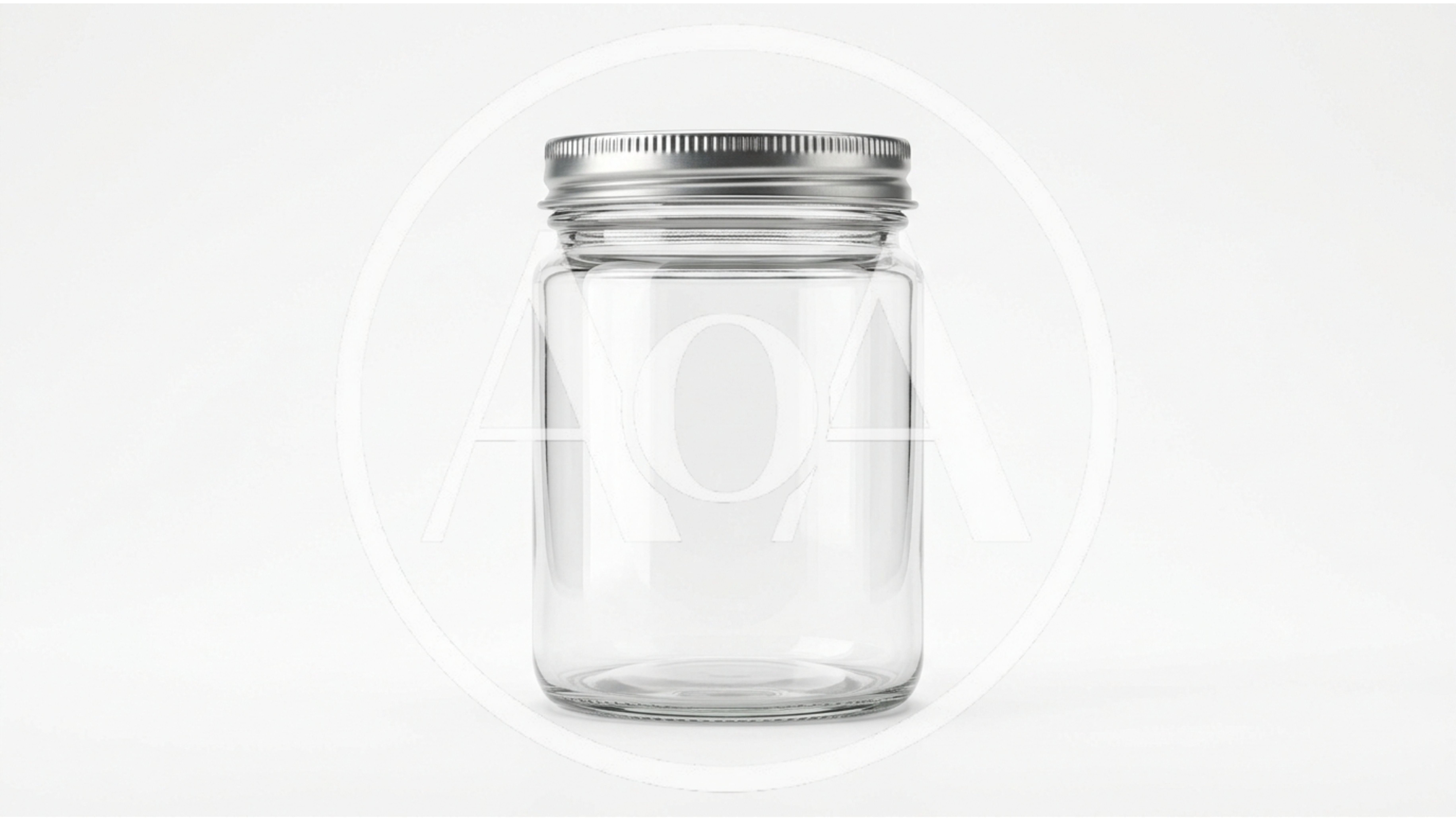Empty Glass Mason Jar With Metal Lid