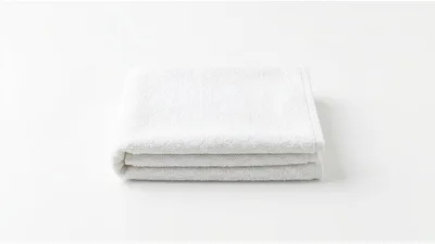 Folded White Cotton Bath Towel