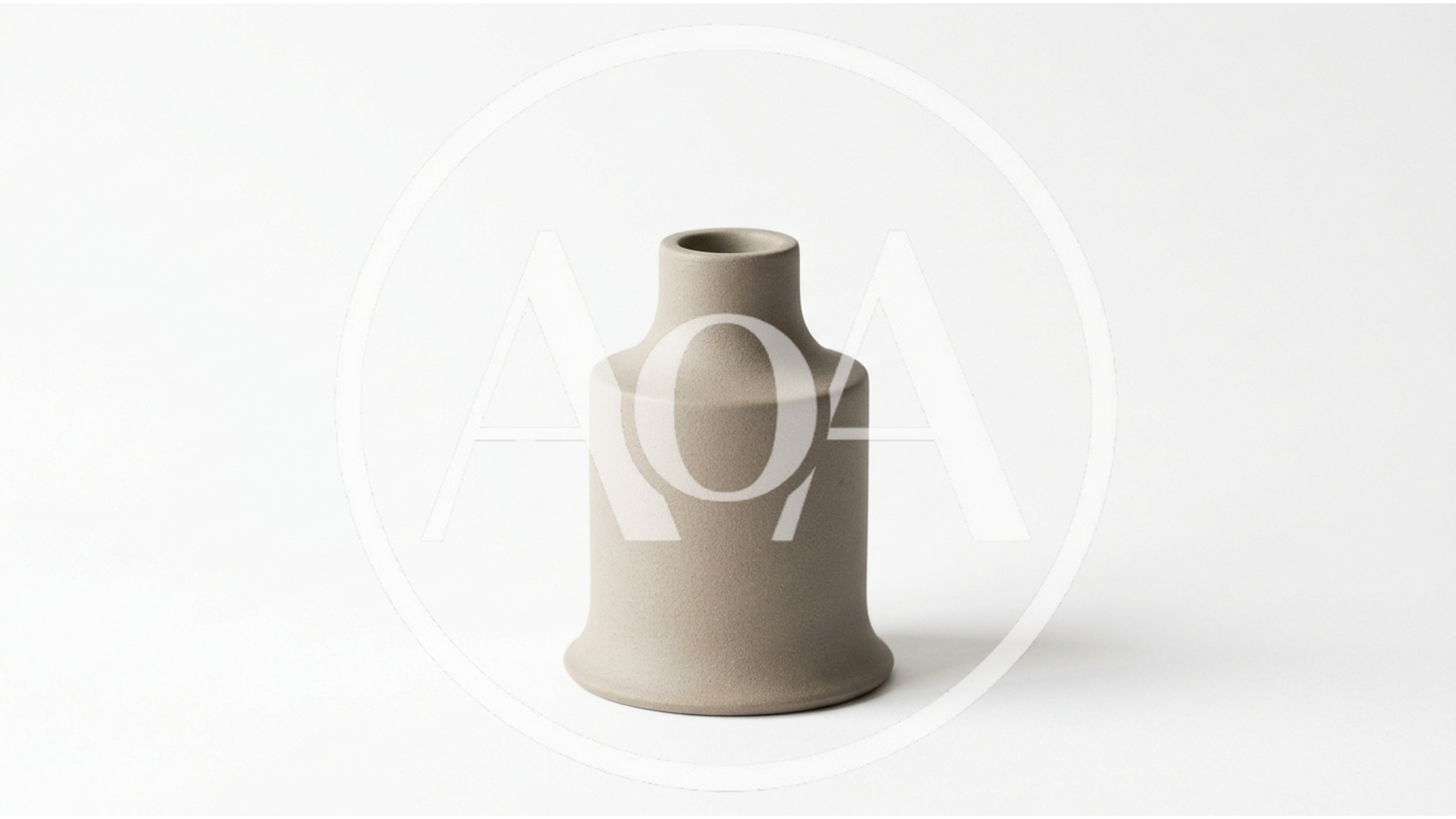Minimalist Matte Beige Ceramic Vase On White Background