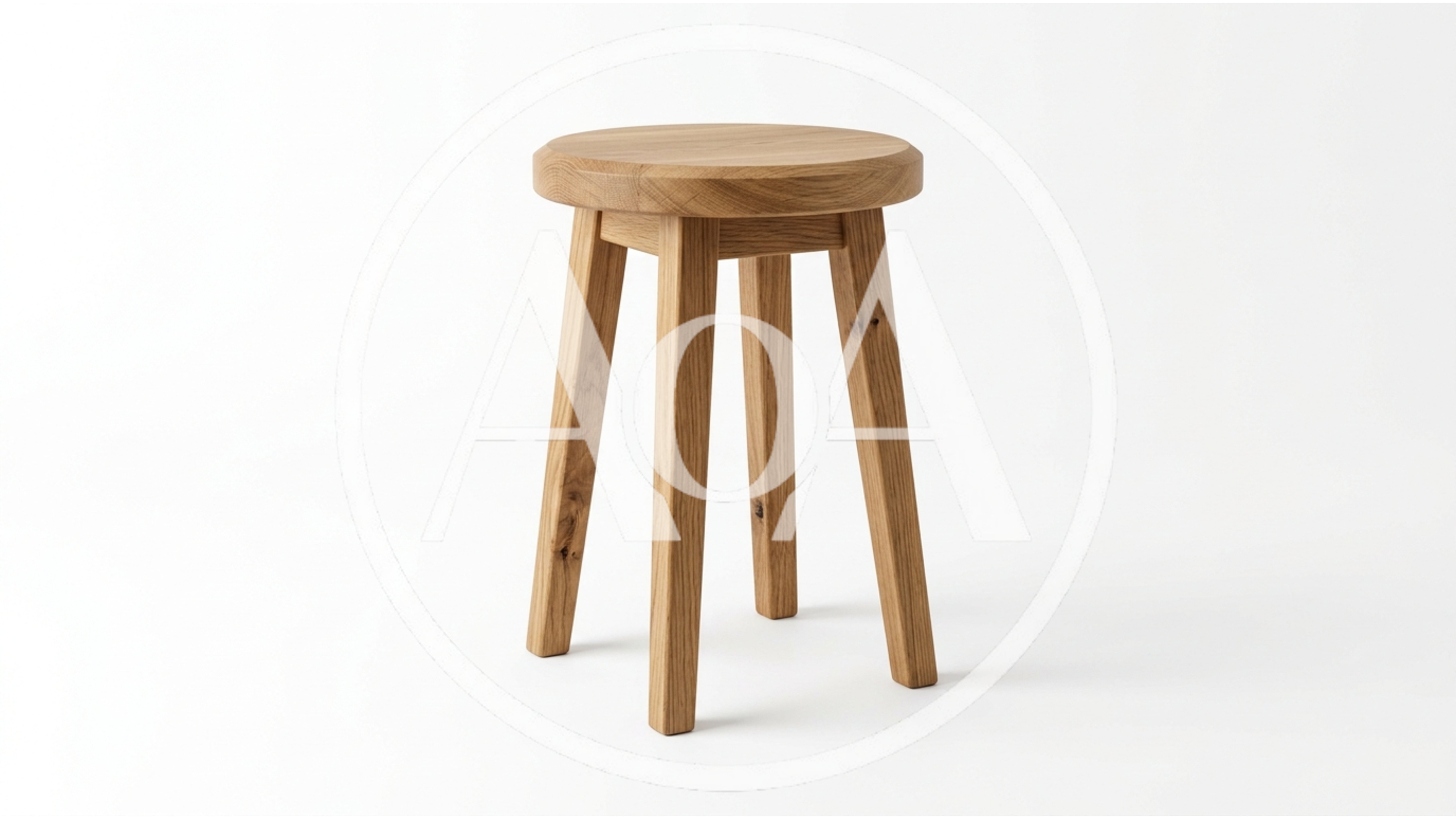 Minimalist Wooden Stool on White Background