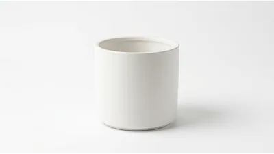 Minimalist White Ceramic Cylinder Planter Pot